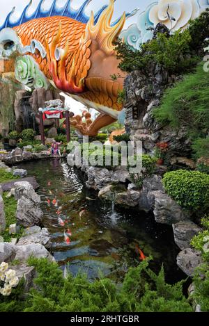 Johor, Malaysia, - Feb 8, 2019: A grand scenic traditional colourful chinese dragon temple in Yong Peng, Johor Malaysia - World`s largest and longest Stock Photo